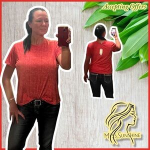 Jaclyn Intimates NEW - Sz L - super soft T-shirt - red / white heathered